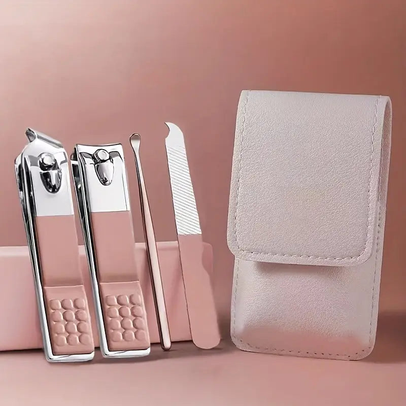 4-in-1 Professional Manicure Set �Stainless Steel Nail Care Kit with Nail Clippers, Nail File &amp; Dead Skin Fork (Random Color)