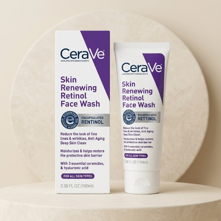 Renewing Retinol Face Wash �Anti-Aging Cleanser with Ceramides & Hyaluronic Acid for All Skin Types (100ml)