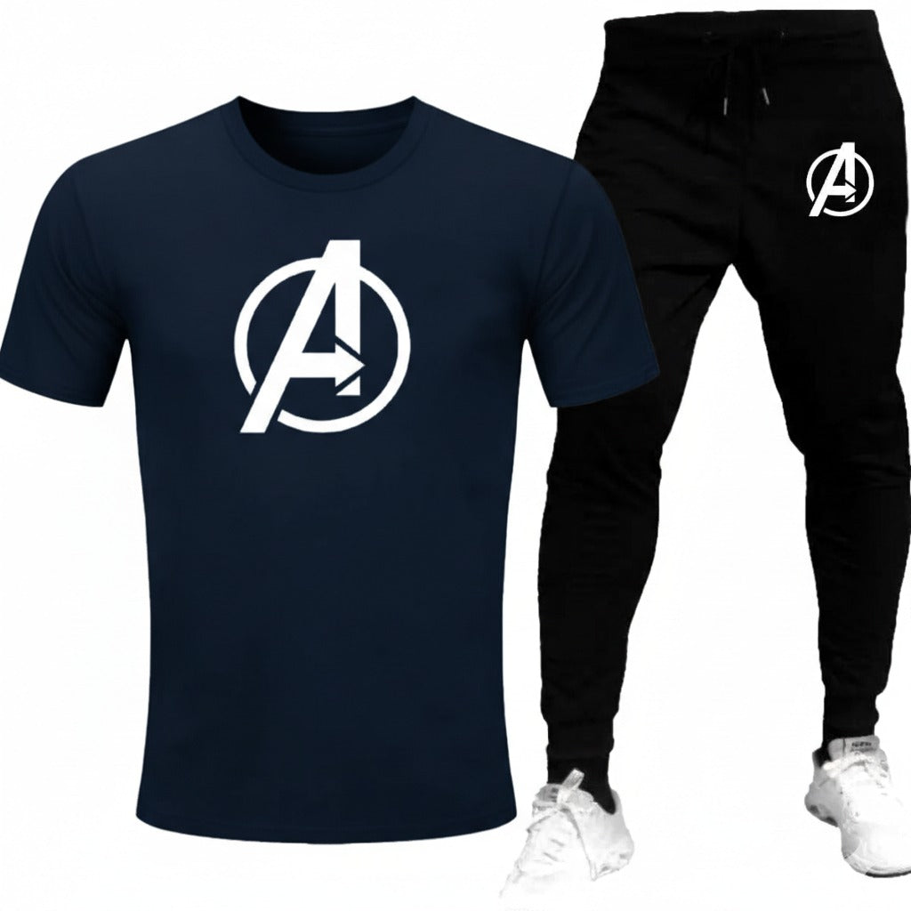 Round neck, half-sleeve casual T-shirt with matching trouser. Trendy, comfortable aur gym, jogging aur daily wear ke liye perfect choice -BLACK- M
