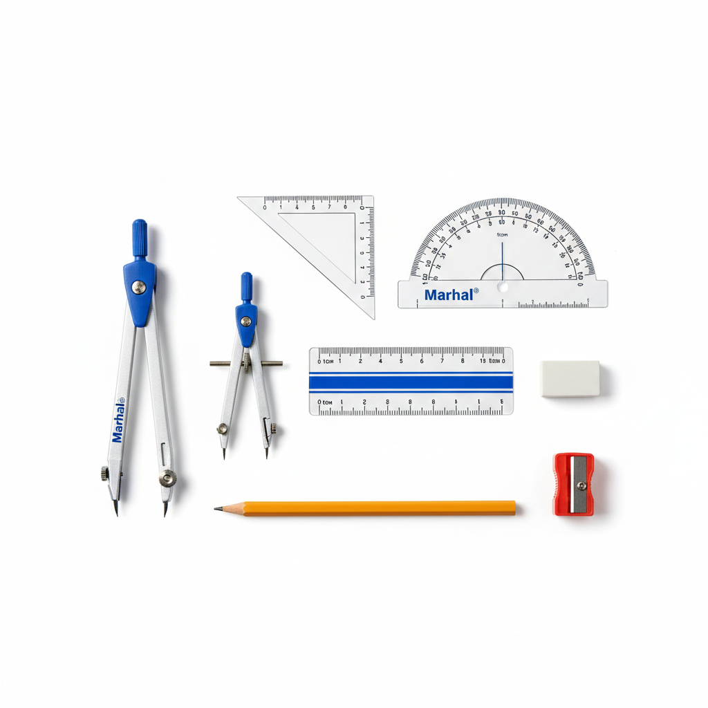 Marshal 9-Piece Mathematical Instruments Set �Complete Geometry Box for Classic & Precision Drawing