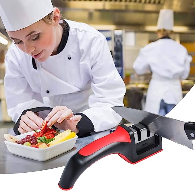 3-In-1 Diamond Coated Knife Sharpener Set with Ceramic Peeler �3-Stage Kitchen Helper for Fruit & Meat Knives