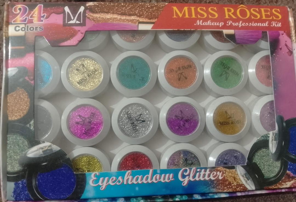 Miss Rose Multicolor High Pigmented Glitter Shimmer Eyeshadow Palette Set Professional Eye Makeup - Pack of 24