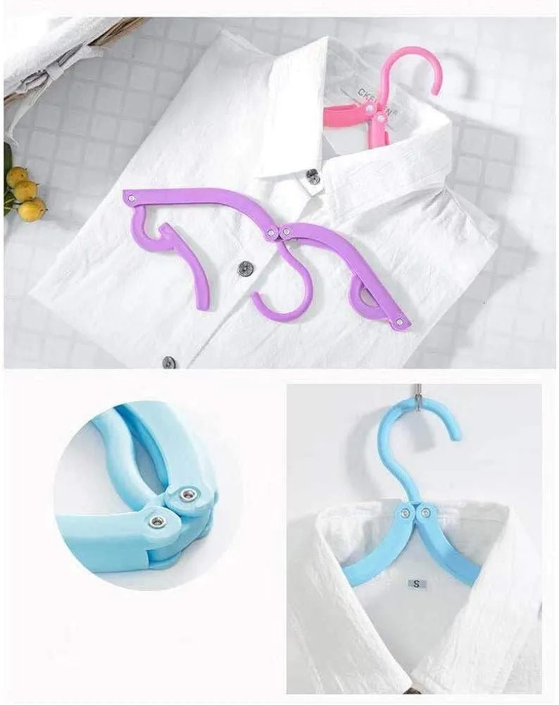 Portable Folding Clothes Hangers with Slots �Pack of 10 Durable Travel-Friendly Hangers. ( Random Colour )