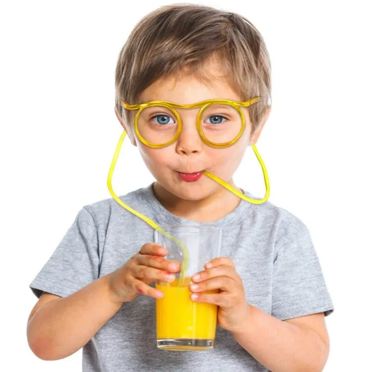 Funny Silly Straw Glasses for Kids and Adults - Creative Flexible Drinking Straw Eyeglasses Fun Party Accessory (Random Color)