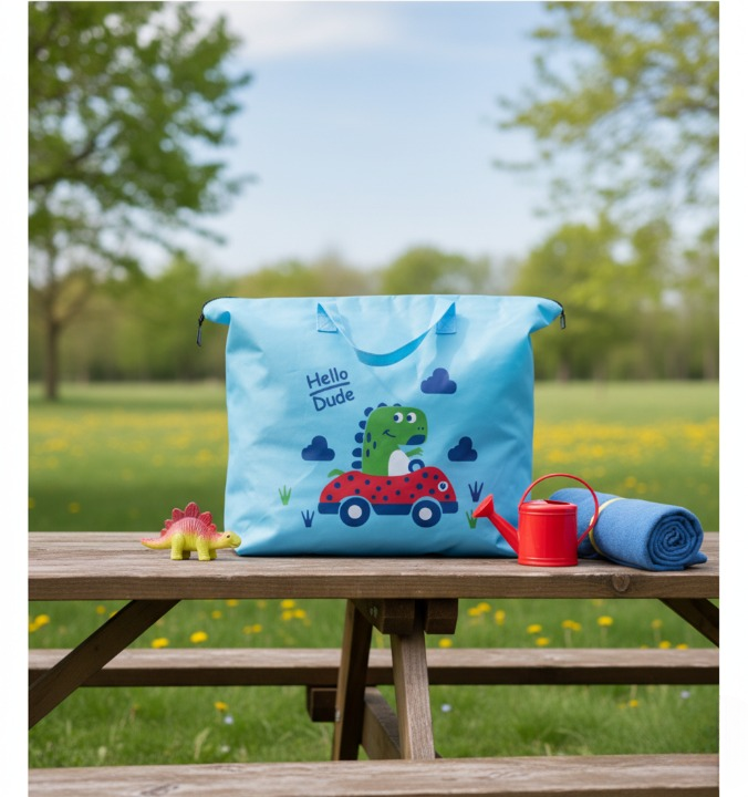 Large Capacity Storage Bag With Cute Dinosaur Print �Foldable, Durable, And Perfect For Toys, Clothes, And Everyday Organization (Random Color)