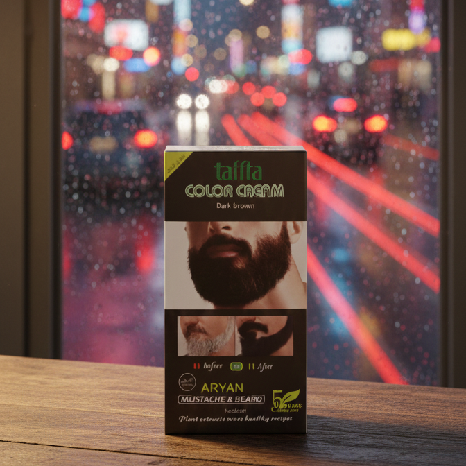 Aryan Mustache & Beard Color Cream (Dark Brown) �5-Minute Instant Grey Coverage with Plant Extracts