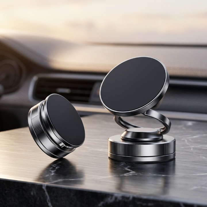 Vacuum Adsorption Magnetic Phone Holder & 360? Rotatable Car Mount Bracket