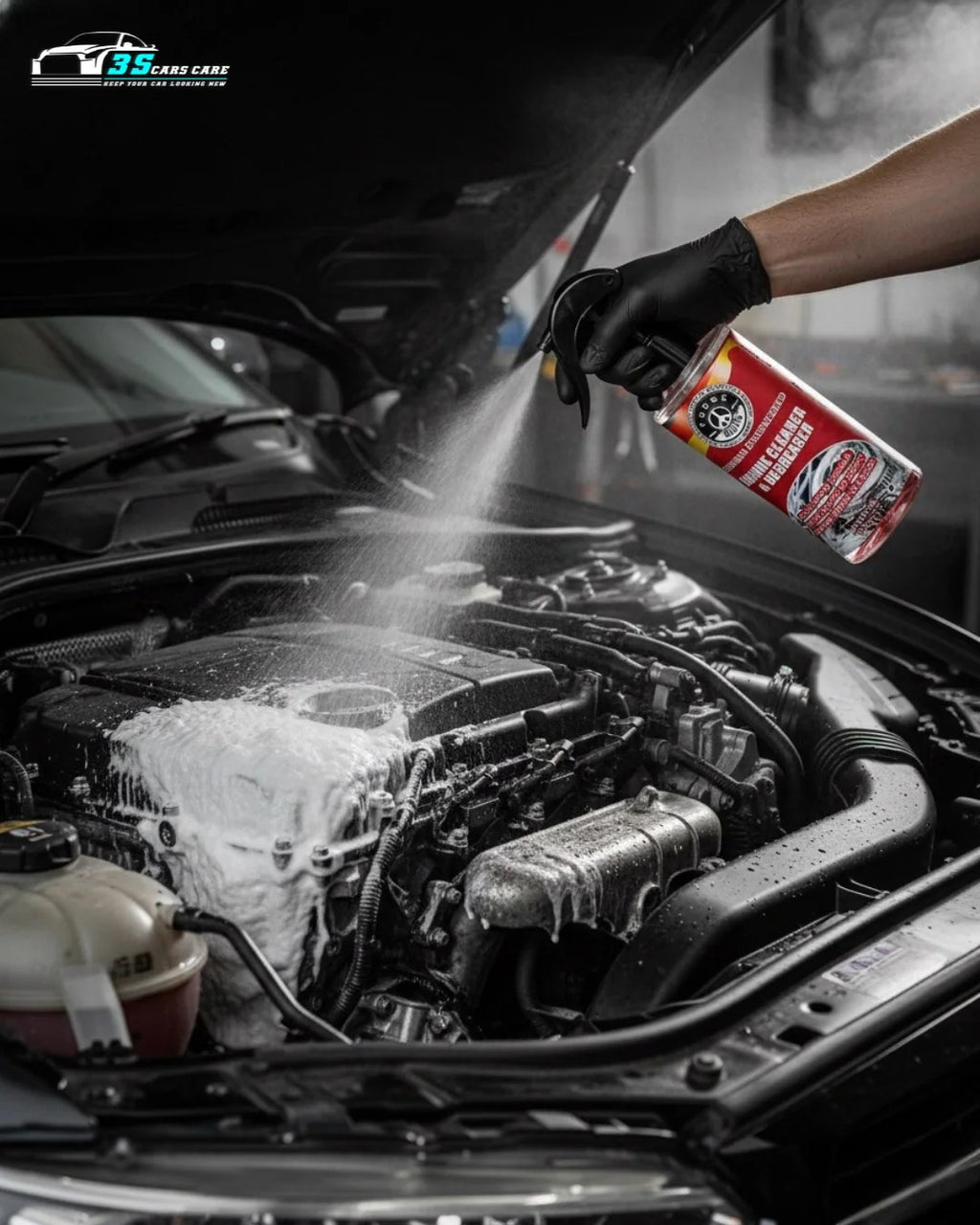 THREE GUYS Engine Cleaner & Degreaser | Foaming Formula | German Engineered Fast-Dry Spray (250ml)