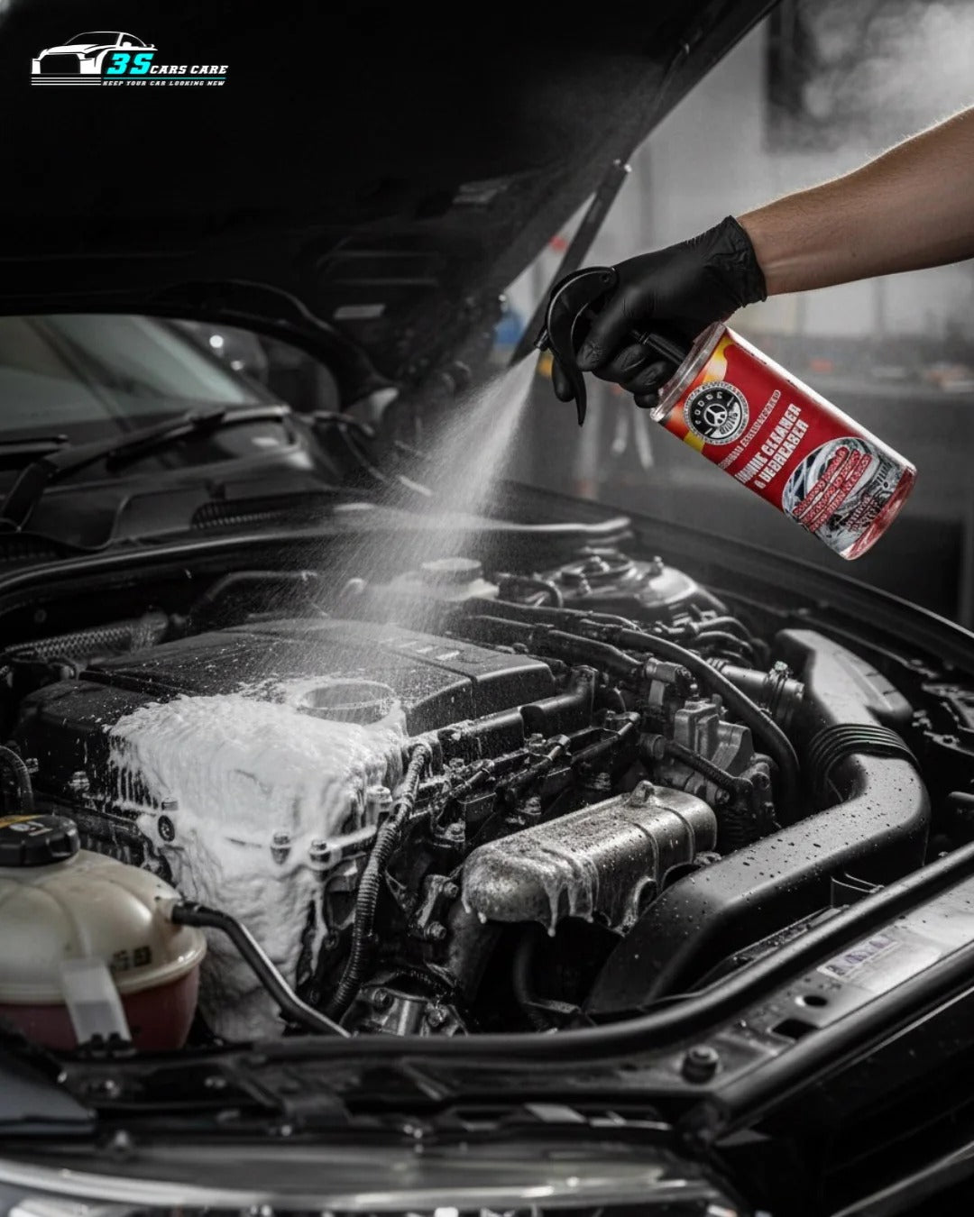 THREE GUYS Engine Cleaner & Degreaser | Foaming Formula | German Engineered Fast-Dry Spray (250ml)