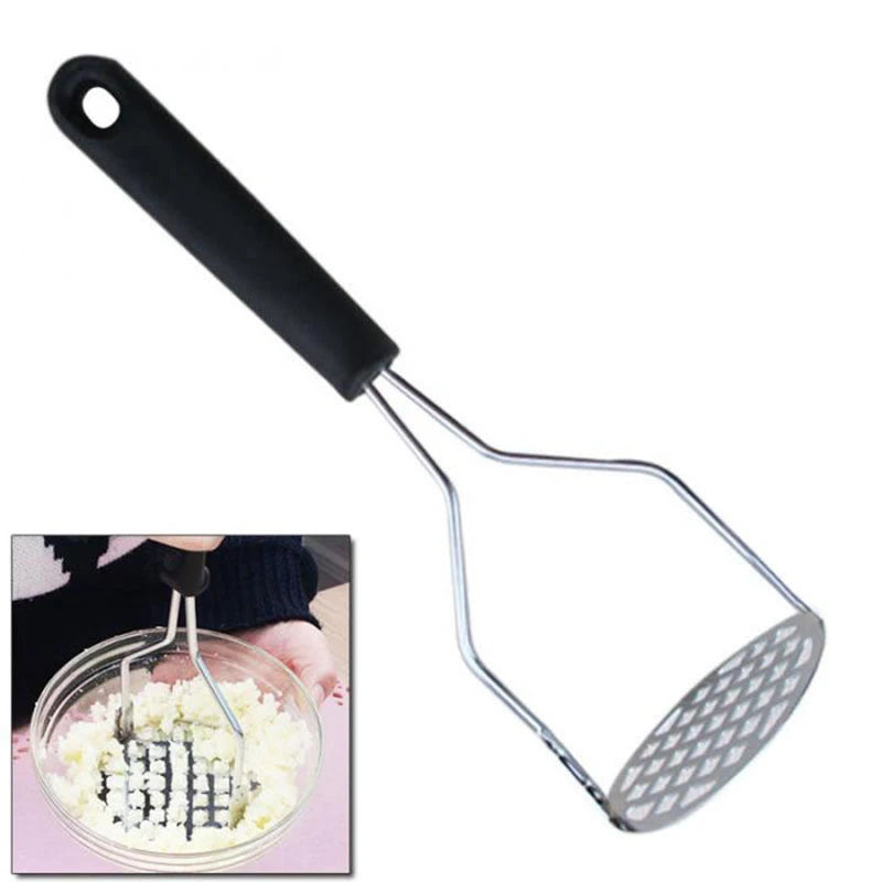 Potato Masher Stainless Steel Manual Kitchen Vegetable Ricer Fruit Banana Egg Crusher Tool - Random Color