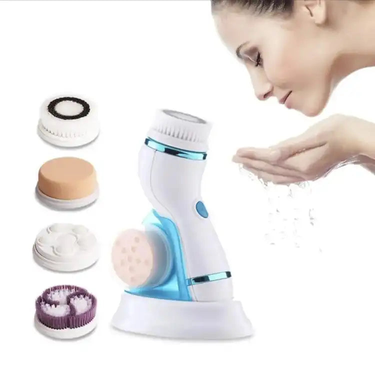 Cnaier 4 in 1 Electric Cleanser | Facial Cleansing Brush &amp; Massager - Face Brush Set | Electric Rotating Face Scrubber for Deep Cleaning, Exfoliating, Blackhead Removing AE-8286
