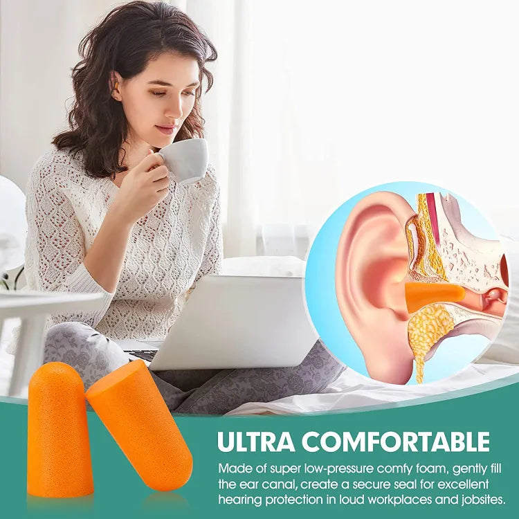 Foam Ear Plug for travel Anti Noise Reduction Removable Corded Soft Earplugs For Sleeping Hearing Ear Protection Earmuffs Noise Prevention For Airplane Travel (Pack Of 5)