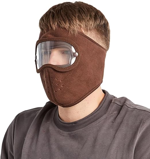 Windproof Anti Dust Full Face Masks Cycling Ski Breathable Masks Eye HD Anti Fog Goggles Hood Cover Winter Warm Hat Caps - Windproof Anti Dust Full Face Masks ( 01 Pair ) Knee Warmer Woolen Knee Cap ( Random Color ) - Full Face Mask