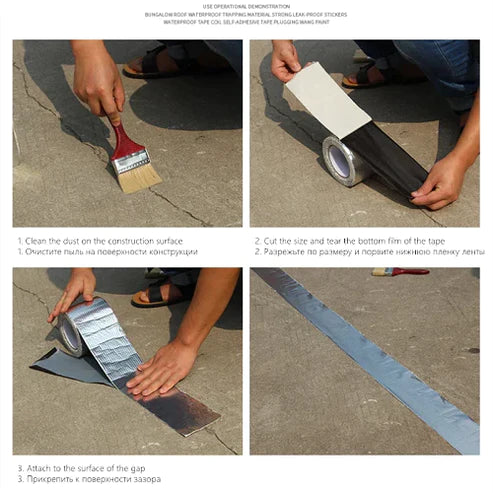 Aluminum Foil Super Fix Adhesive Butyl Strong Waterproof Tape Adhesive Tape Stop Leak Seal Repair Tape Crack Thicken Tape (Width 2in Lenght 8 Yard)