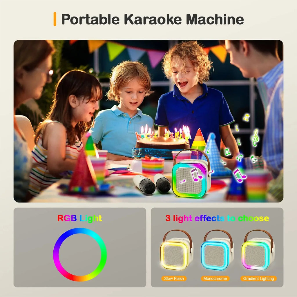 Mini Portable Karaoke Bluetooth Speaker with 2  Mike Audio Integrated Microphone Home Karaoke Wireless Bluetooth Speaker(Random Color)