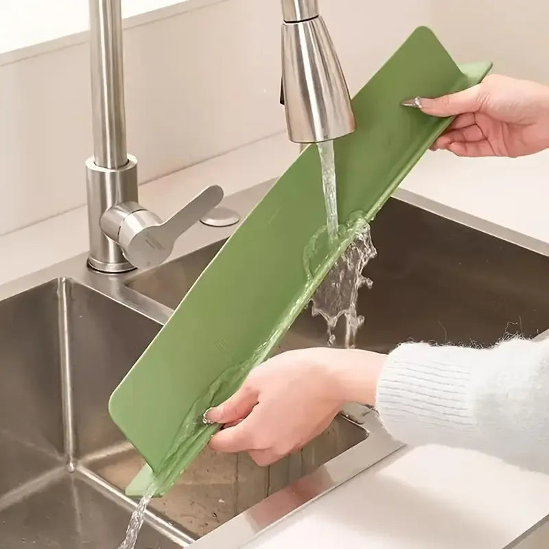 Silicone Sink Splash Guard Flexible Water Splash Stopper with Double Suction Cups | Kitchen & Bathroom Sink Protector | 15 Inch Random Color