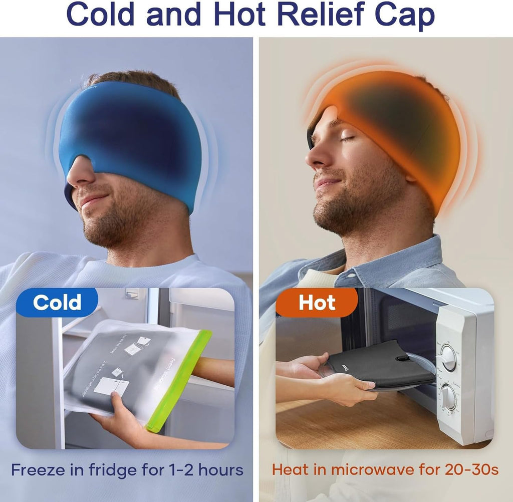 Migraine Relief Cap With Box - Instant Headache Relief Hat Reusable Gel Cap For Migraine Pain Relief Wearable Hot Cold Therapy Therapy (Random Color)