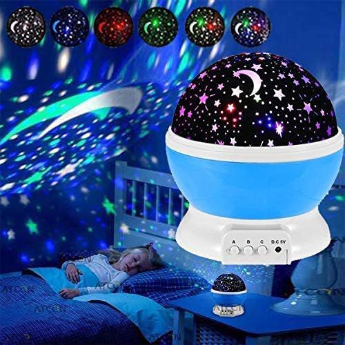 360? Rotating Star Master Projection Lamp | USB/Battery Operated | LED Moon & Starry Sky Night Light (Random Colour)