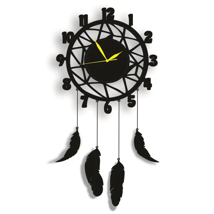 Wall Hanging Wall Clock, Wooden Feather Wall – photo 2