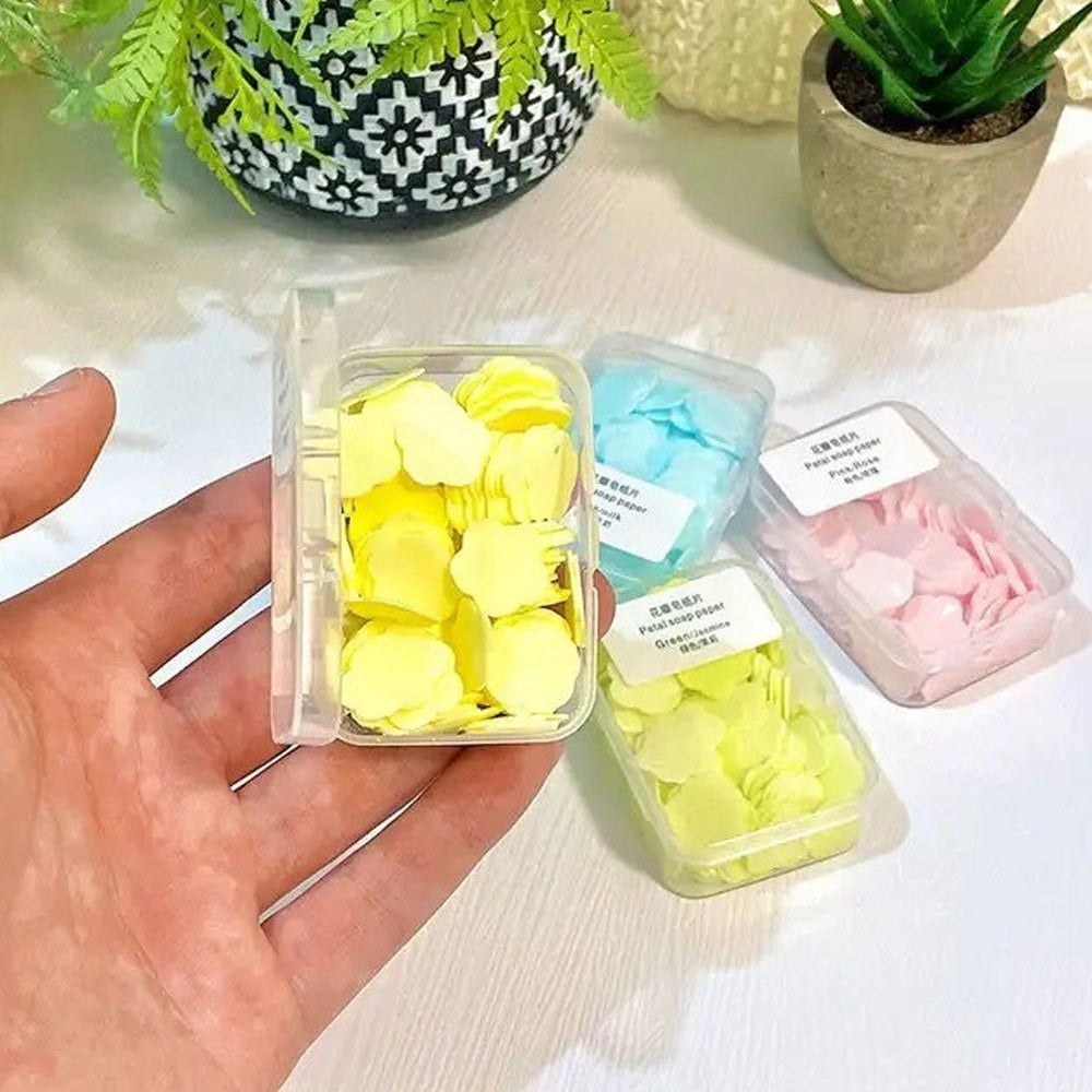 Soap Paper Disposable Bath Hand Washing Travel Foaming Scented Portable Mini Flower Soap Flakes ( Random Color)