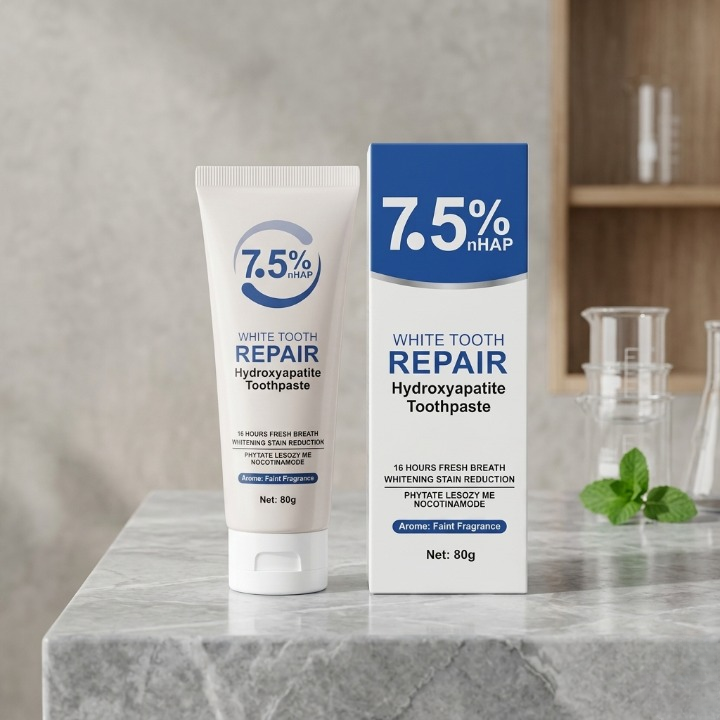 7.5% nHAP White Tooth Repair Toothpaste �Hydroxyapatite Enamel Strengthening & Whitening Formula (80g)