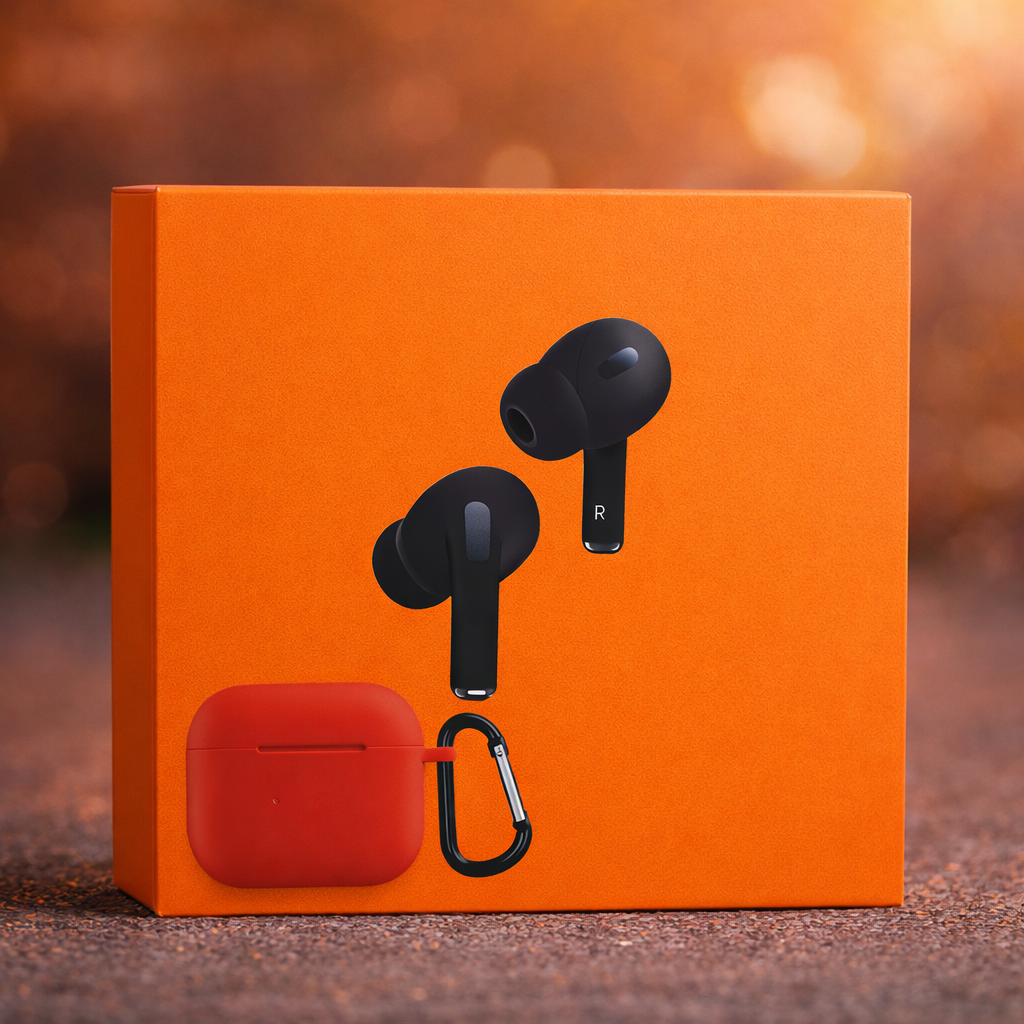 Pro 2 Wireless Earbuds with Orange Protective Silicon Case �True Wireless Bluetooth Earphones