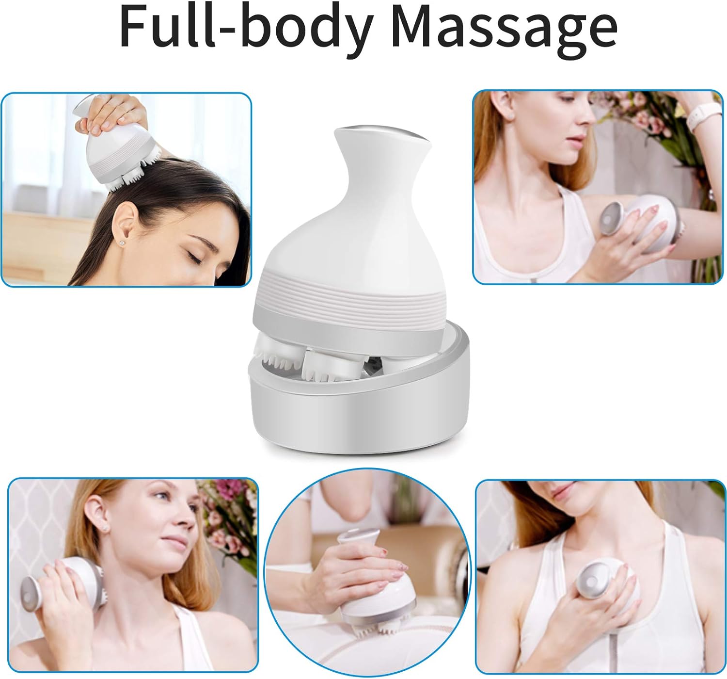 Rechargeable Head & Body Kneading Massager | 4 Speed Modes | Waterproof | 3D Deep-Kneading | Type-C Portable