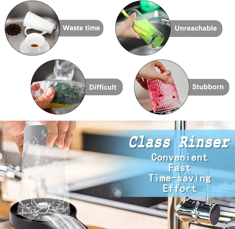 Glass washer - Glass washer for kitchen - Glass Rinser Cup Bottle Washer Cleaner for Kitchen Sinks, Kitchen Sink Accessories Attachment Stainless