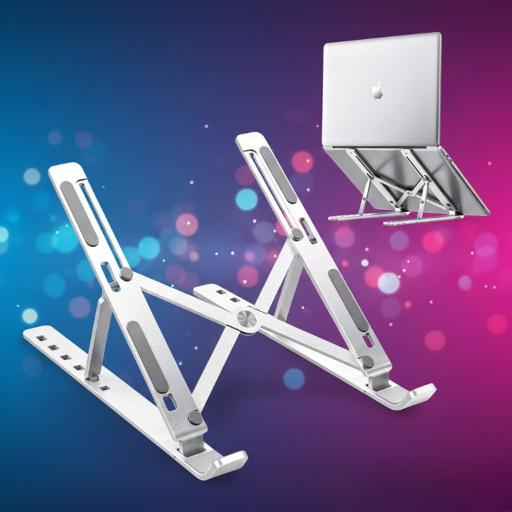 Professional Branded Speed-X 18-Inch Biggest Height Heavy Duty Professional Laptop Stand Aluminium Alloy Creative Adjustable Folding Portable With Pouch Cover And 6 Angles Adjustable