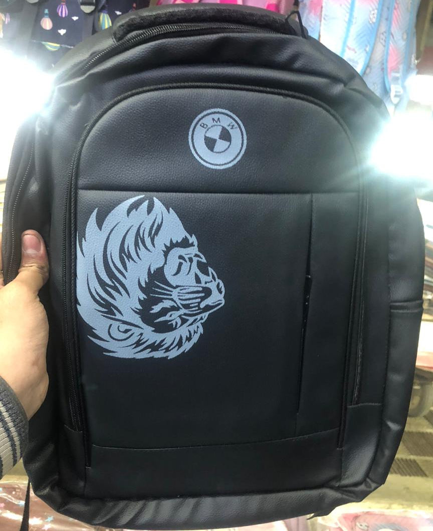 Black Faux Leather Backpack With BMW Logo Providing Durable Quality Stylish Design