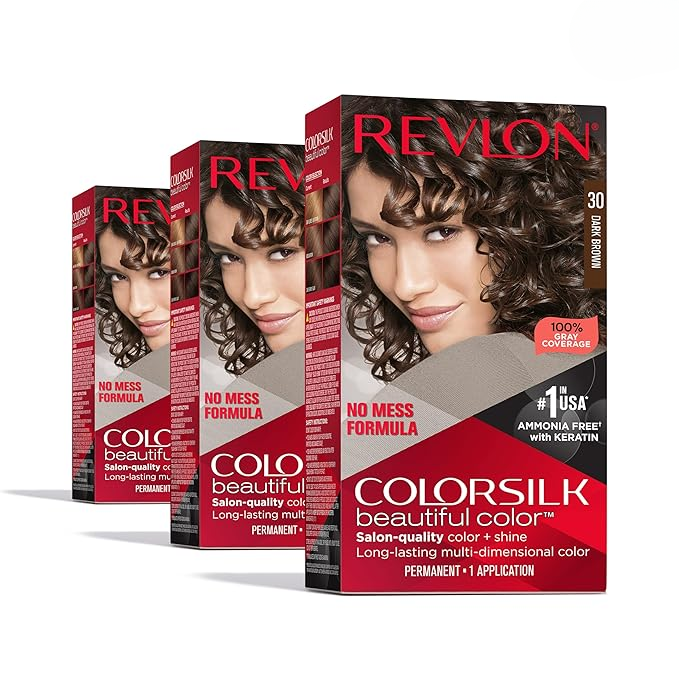 Revlon ColorSilk Hair Color #30 Dark Brown �Ammonia Free Permanent Hair Dye