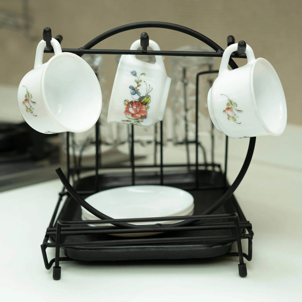 Durable Metal Cup & Glass Stand Rack �Space-Saving Countertop Organizer for Mugs, Cups, Plates & Glasses (Kitchen Drying Holder)