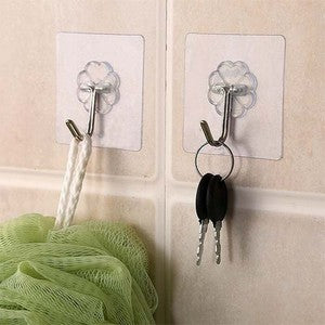 Transparent Self-Adhesive Wall Hooks Sticker �Strong Hold, No Drill, Damage-Free Hanging - Pack of 10