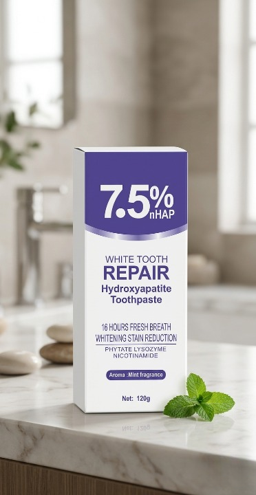 7.5% nHAP White Tooth Repair Hydroxyapatite Toothpaste �Advanced Enamel Whitening & Stain Reduction (120g)