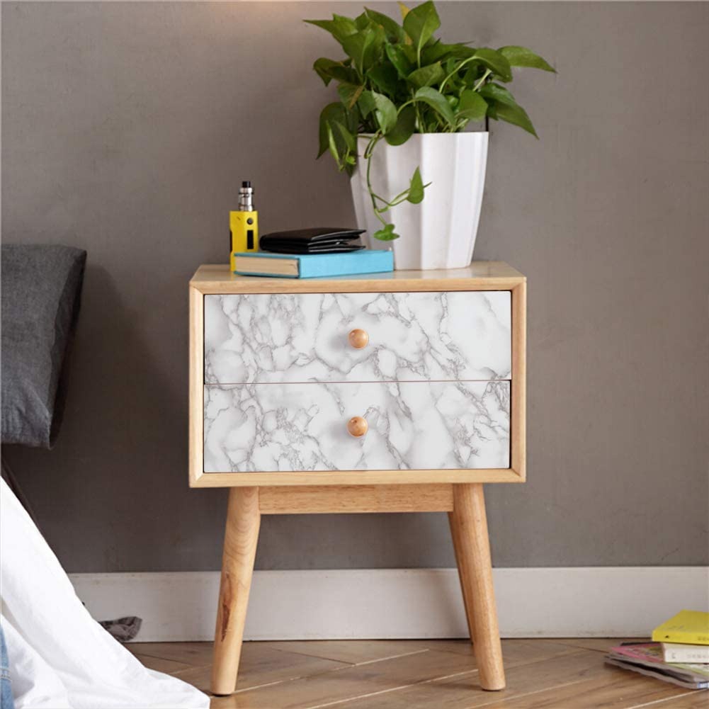 Self Adhesive White Marble Sheet For Kitchen �Waterproof, Heat And Oil Resistant Wallpap er For Countertops, Cabinets, And Furniture(60x200)