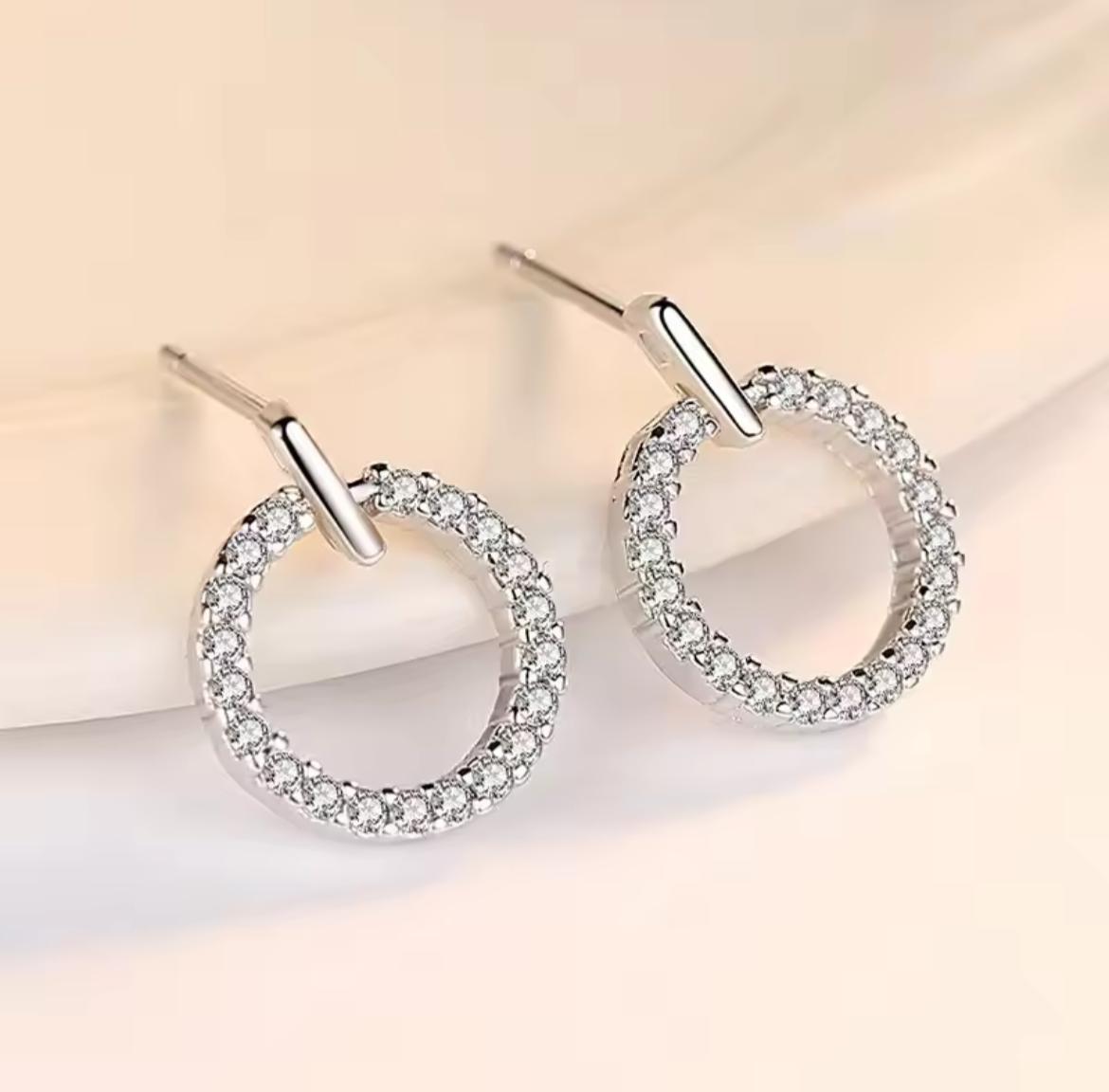 ZVT-168 Circle Zircon Korean Earrings-silver