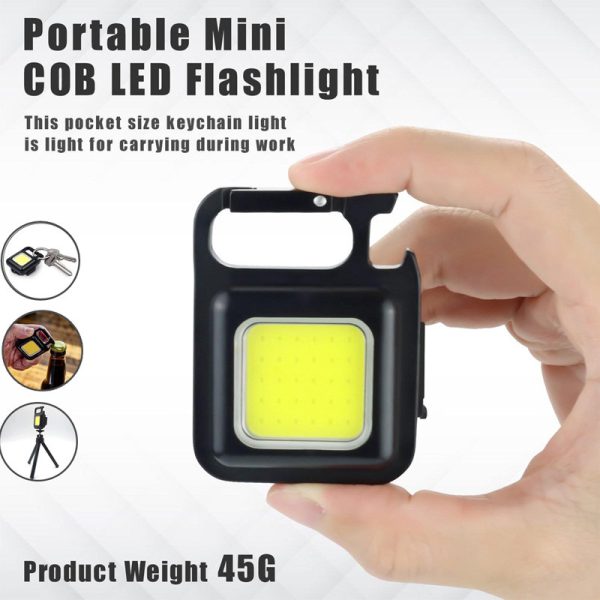 Multifunction 500 Lumens Mini Pocket COB LED Portable Keychain Light (metal body )