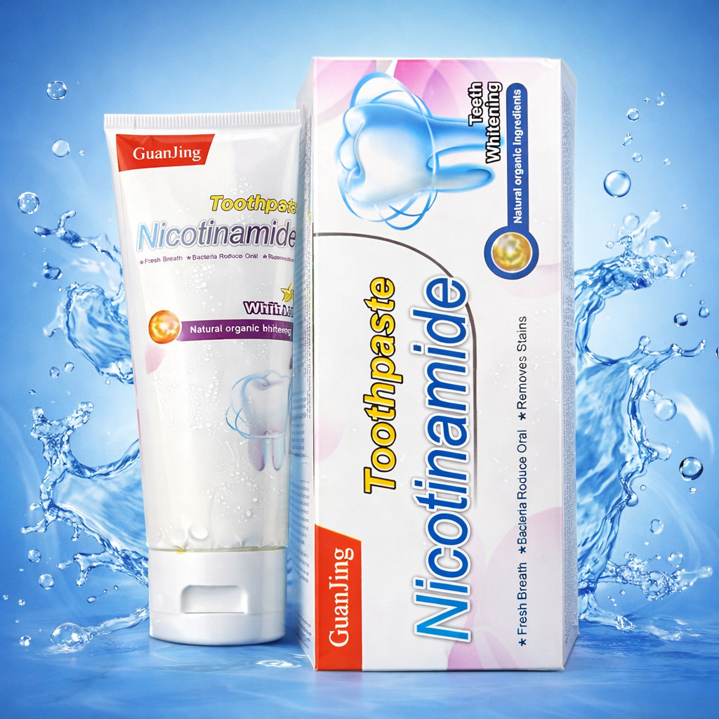 GuanJing Nicotinamide Teeth Whitening Toothpaste �Natural Organic Ingredients for Fresh Breath, Bacteria Reduction & Stain Removal - 80ml