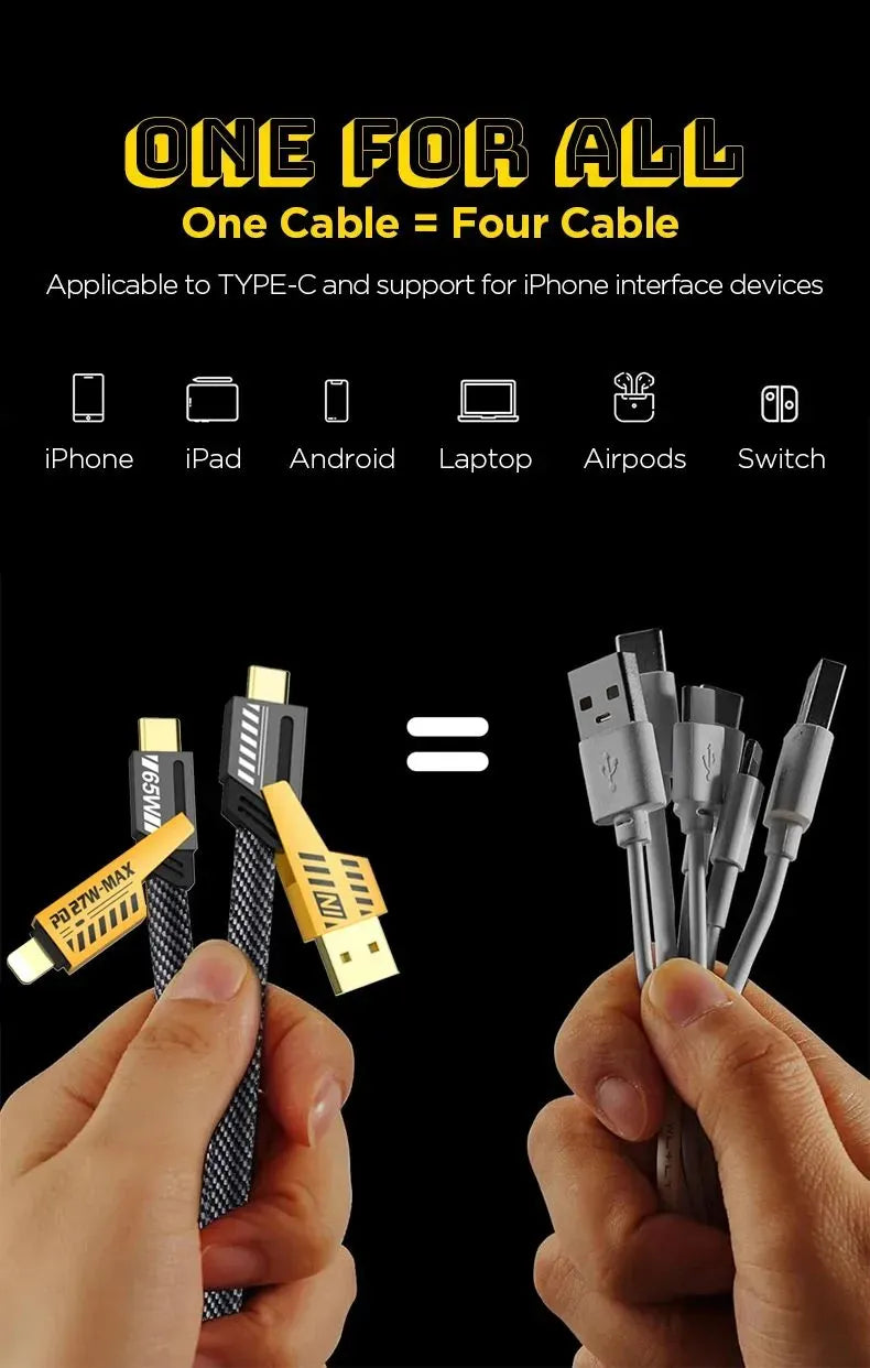 Logilink 60W Fast Charging Data Cable | 4-in-1 Multi USB PD | 1000 mm Length