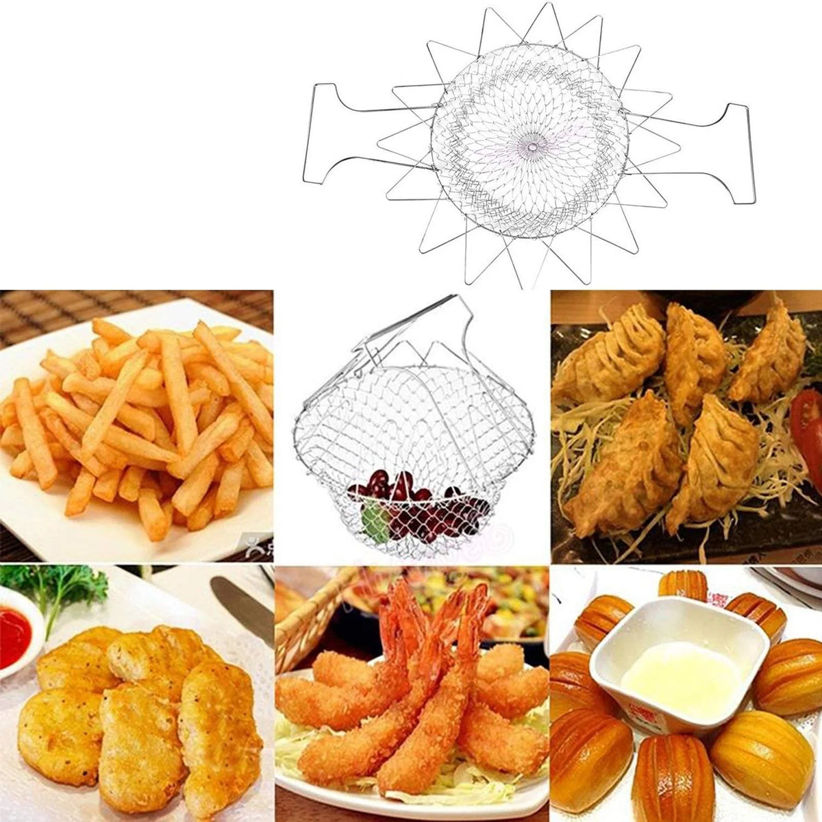 STAINLESS STEEL MULTI-FUNCTIONAL FOLDABLE COOKING Chef Basket – photo 3