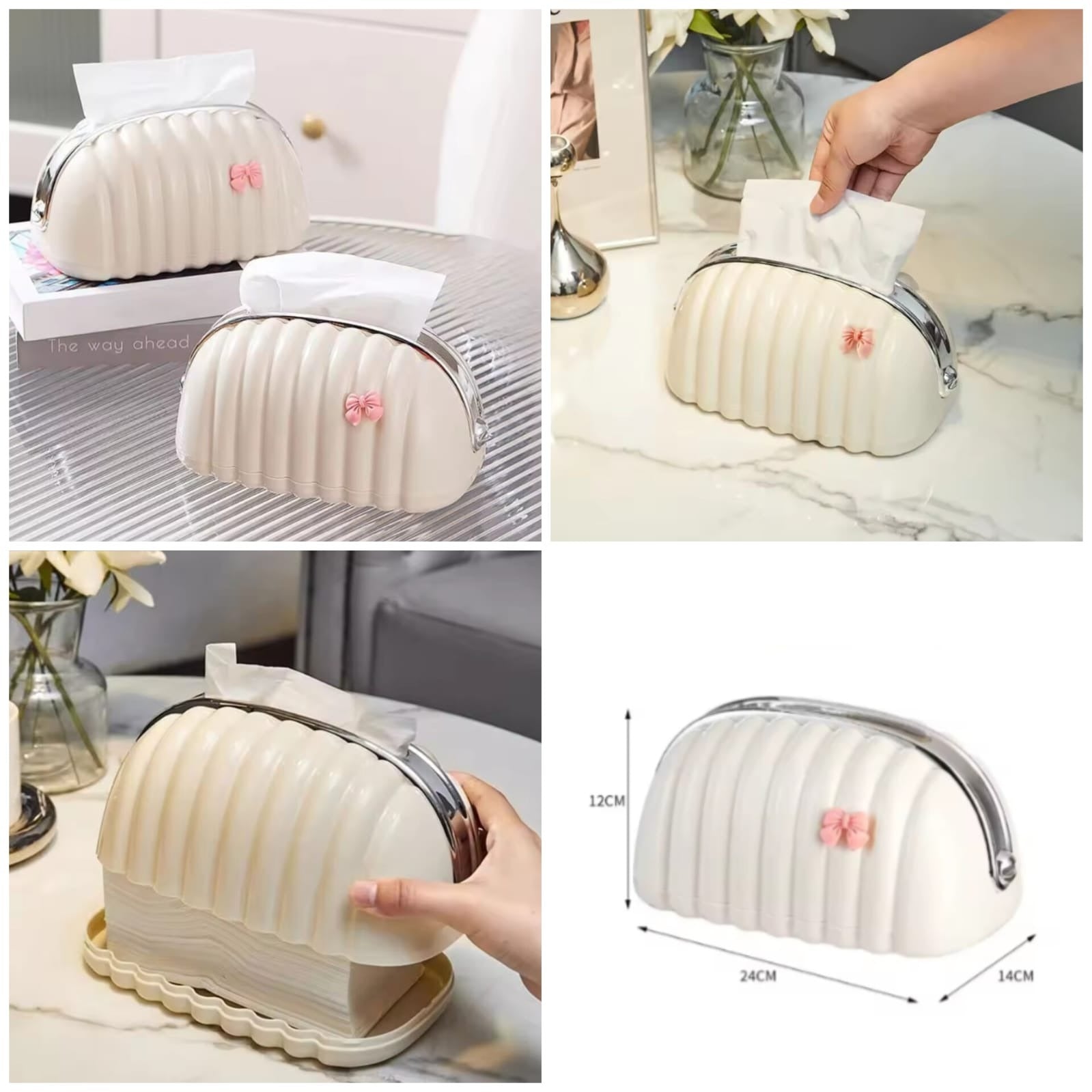 Decorative Shell Tissue Box Case Elegant And Modern Napkin Holder Stylish Daily Use Home And Office Accessory