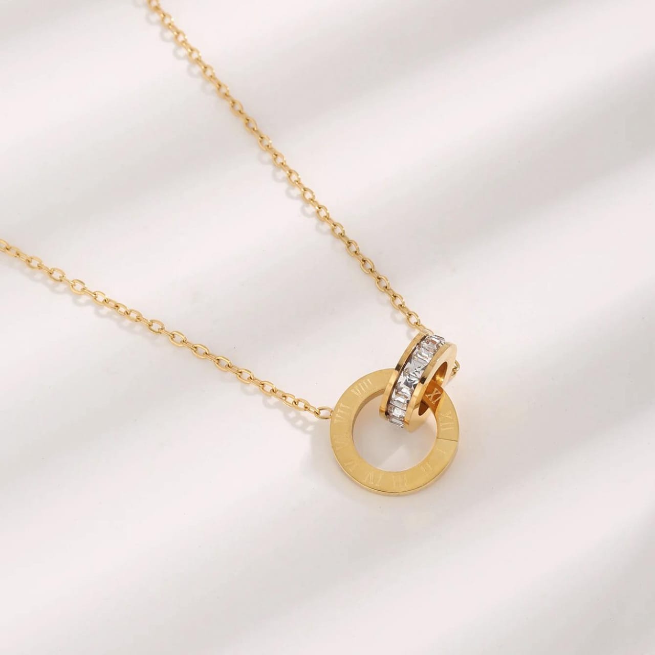 QCT-175 Roman Circle Stainless Steel Necklace �Elegant Jewellery, Stylish Accessory for Women