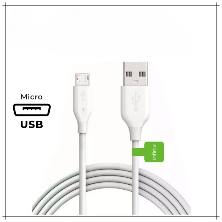 Infinix Copper Fast Charging Micro USB Data Cable �Durable White Charging & Sync Cable for Android Devices