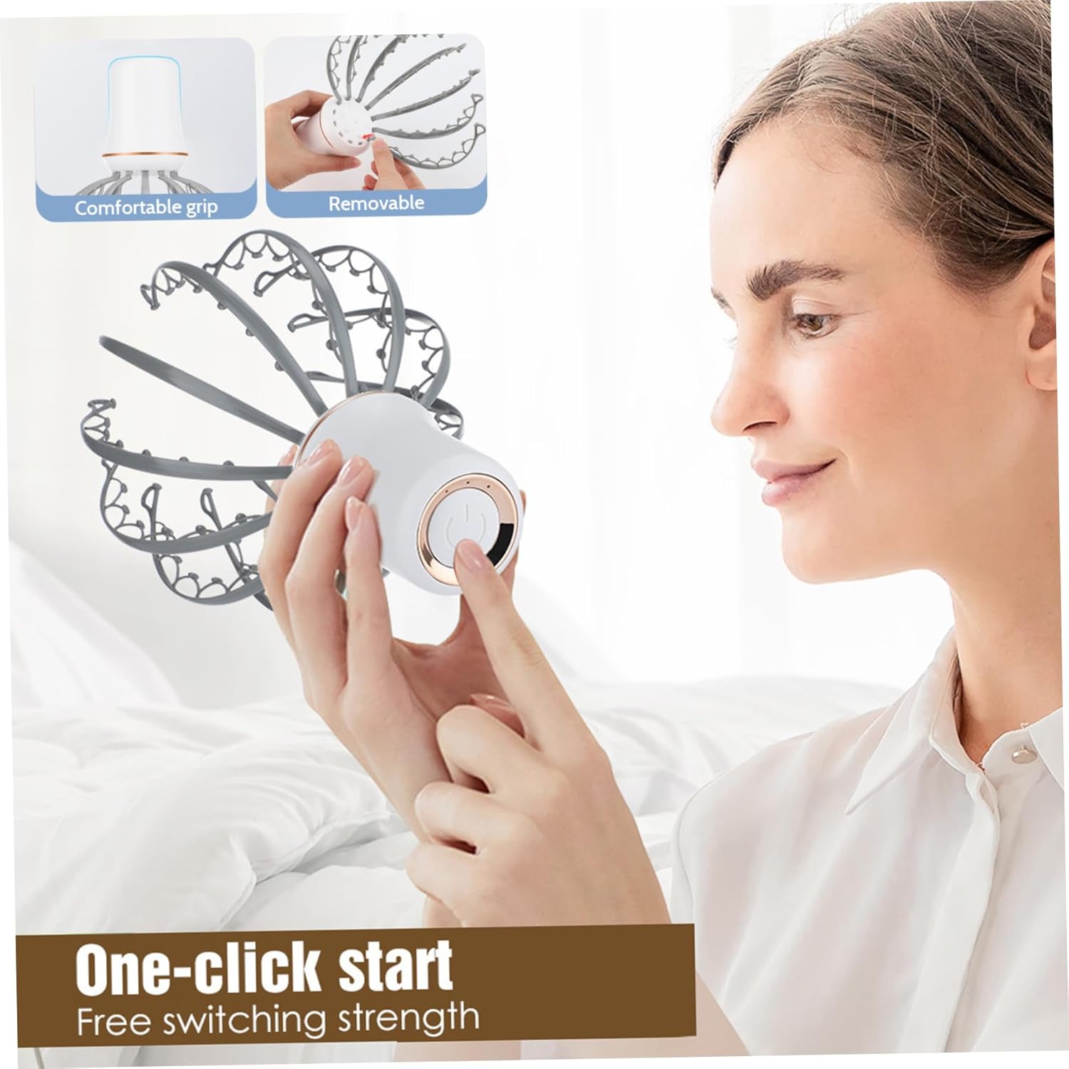 Electric Scalp Massager Octopus Shaped Scalp Massager with 12 Claws 500mAh 3 Mode Scalp Massage Tool with Handle Compact Head Massager for Stress/Headache Relief & More