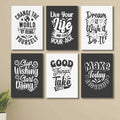6 PC Motivational Quote Wall Decor Cardboard Phototiles Durable Stylish Elegant Home And Office Art - 8*11