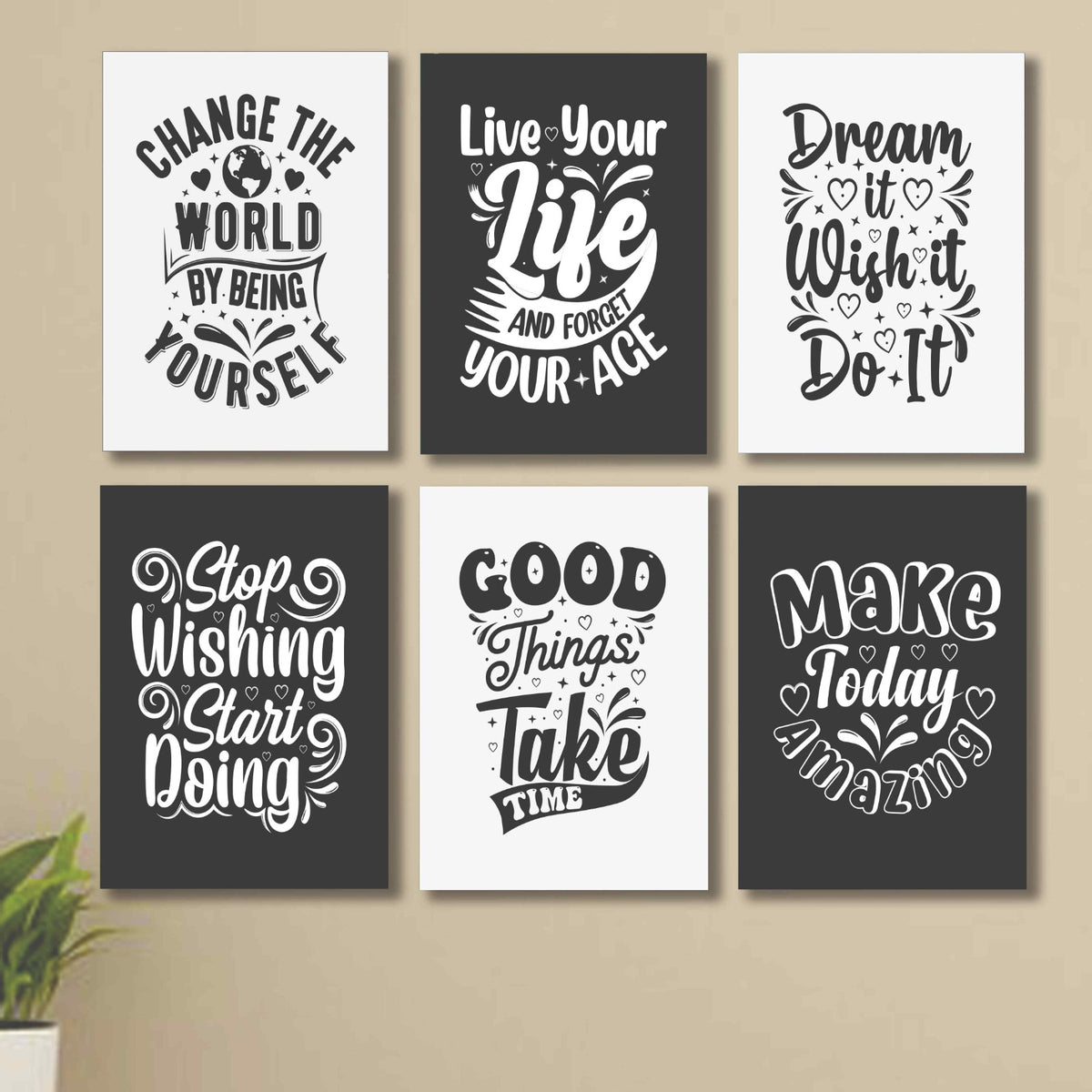 6 PC Motivational Quote Wall Decor Cardboard – photo 1