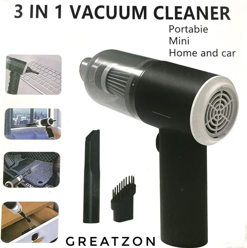 3 in 1 Portable Wireless Vacuum Cleaner �High Power Suction, Air Pump & Duster for Home, Car & Laptop