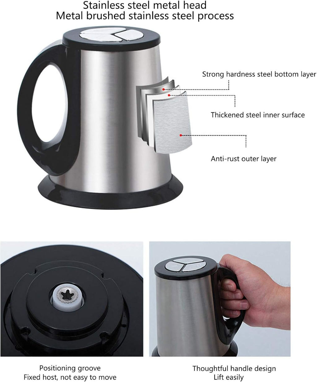 Falari 3L Electric Meat Grinder, Stainless Steel Electric Chopper for Household Use, Automatic Food Processor With 3 Speed for Meat, Vegetables, Fruit and Nuts, Detachable and Washable