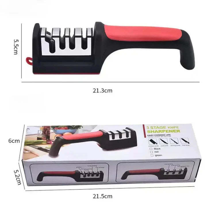 3-In-1 Diamond Coated Knife Sharpener Set with Ceramic Peeler �3-Stage Kitchen Helper for Fruit & Meat Knives