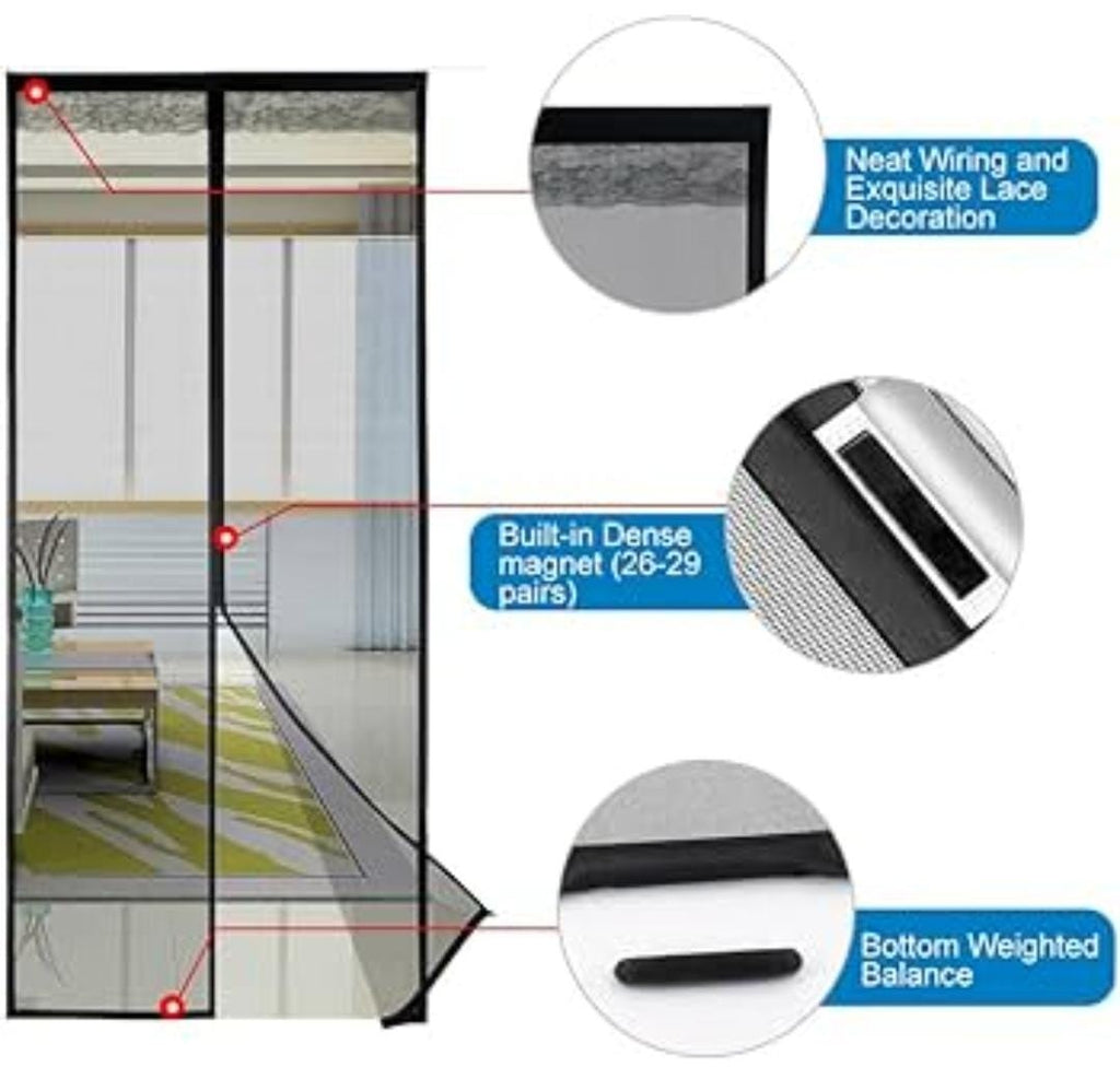 Magnetic Mosquito Mesh Door Net �Hands-Free Automatic Closing Insect Screen